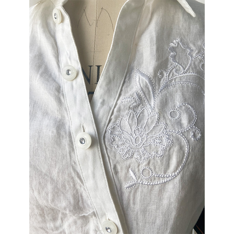 100% Linen Shirt, Organic Linen, Embroidery