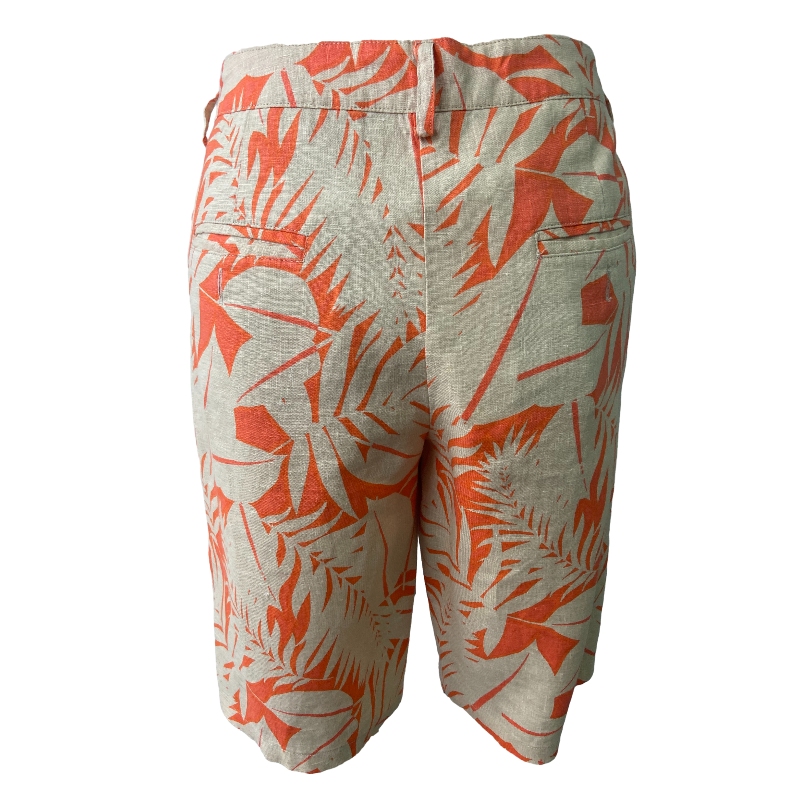 100% Linen Printed Bemiuda Shorts, Resort Beach