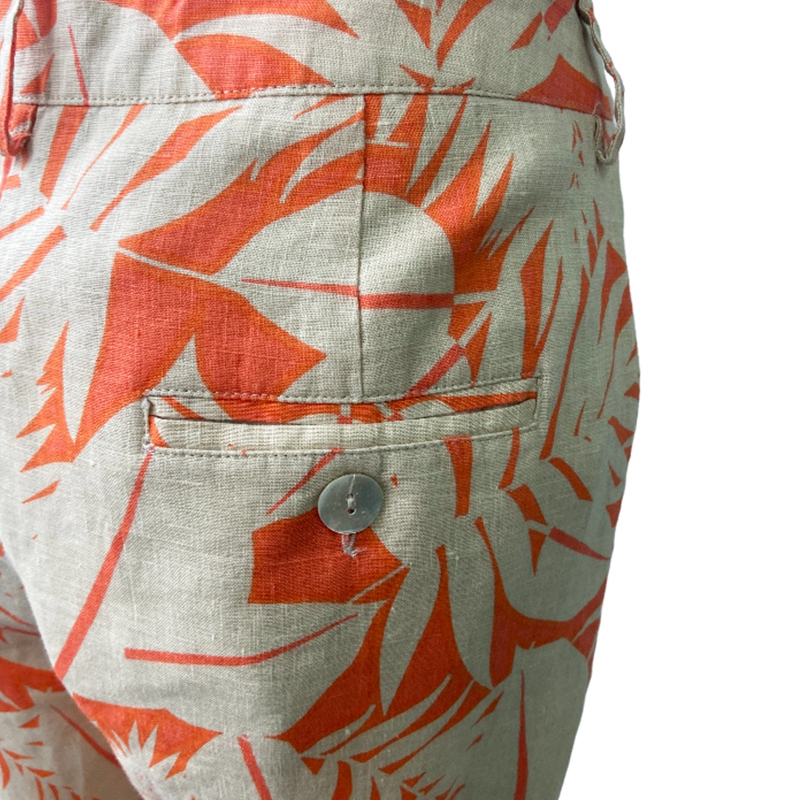 100% Linen Printed Bemiuda Shorts, Resort Beach