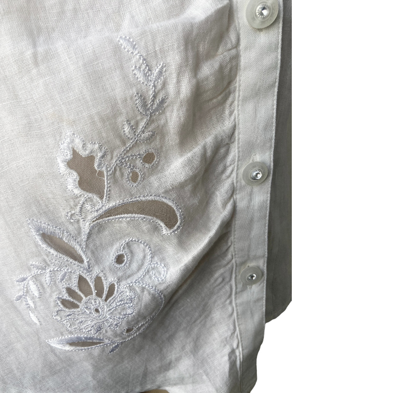 100% Linen Shirt, Organic Linen, Embroidery