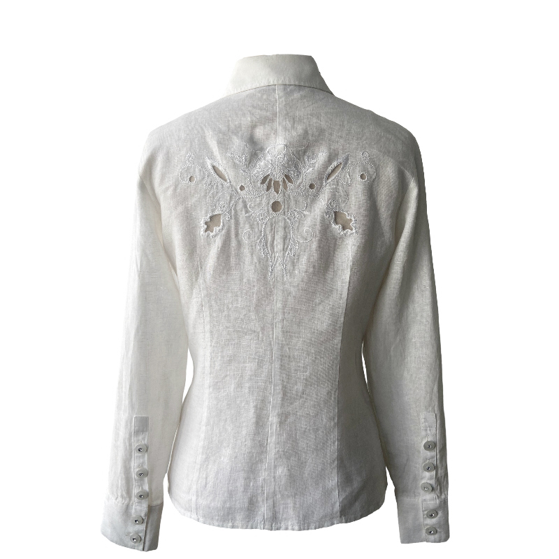 100% Linen Shirt, Organic Linen, Embroidery