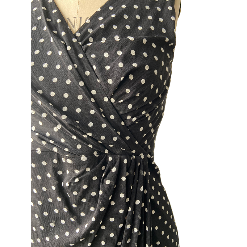 Polka dots mesh waisted dress