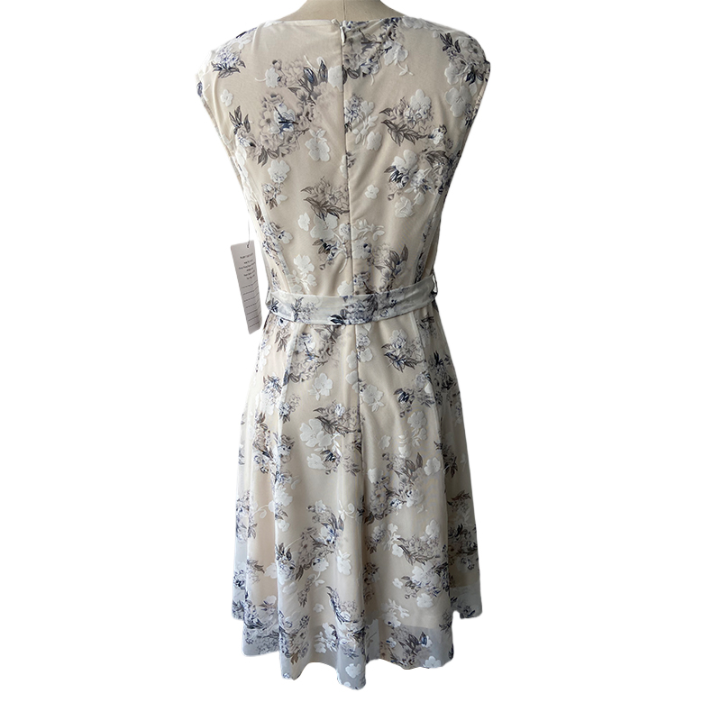 Mesh flocking printed dress