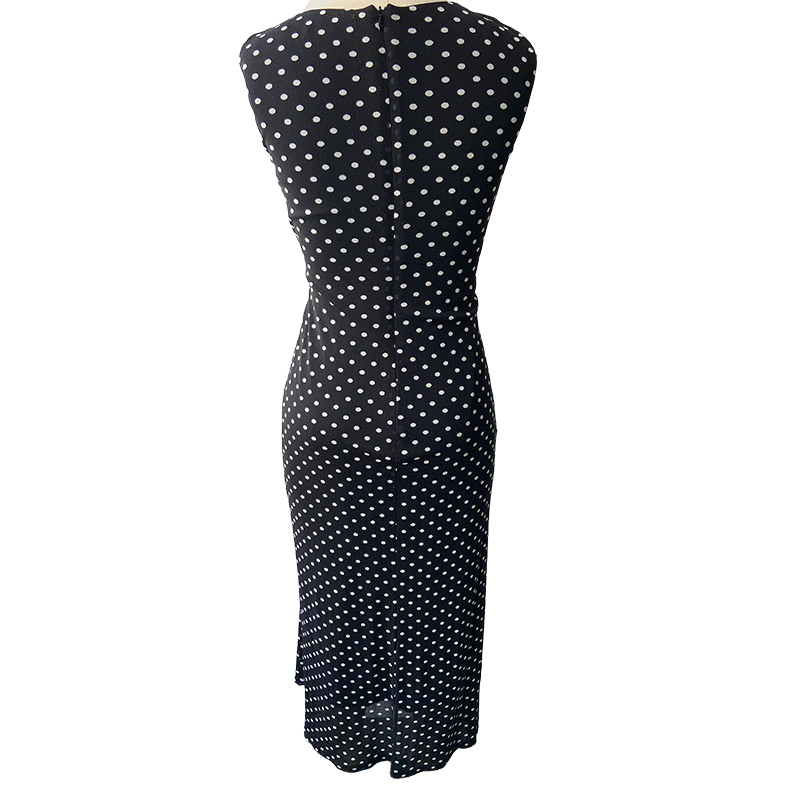 Polka dots mesh waisted dress