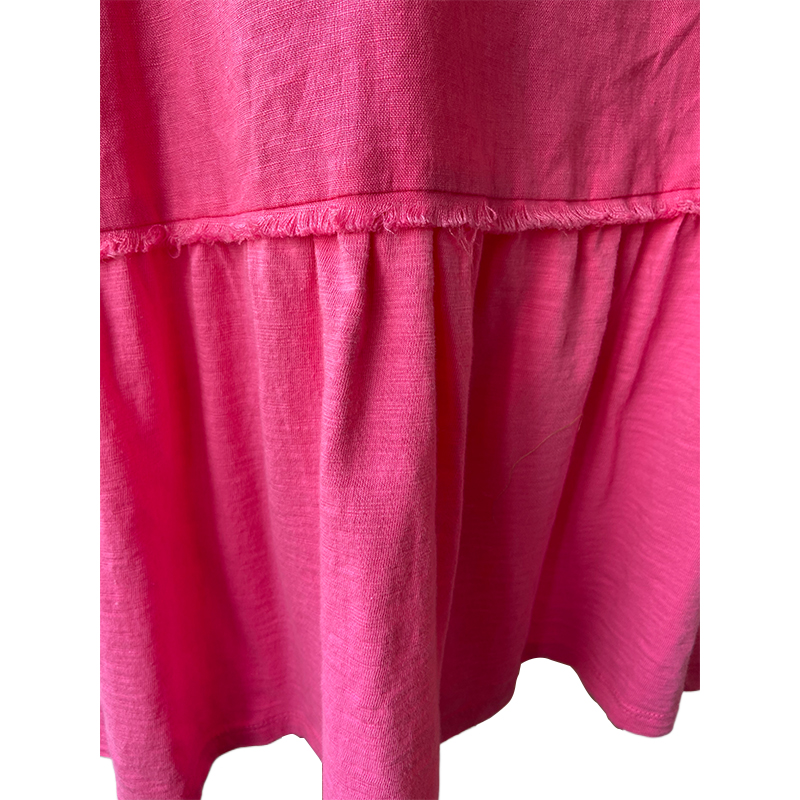 Body: 100%linen lining: 100%cotton slub jersery, with fringes at neckline, armhole and bottom seams