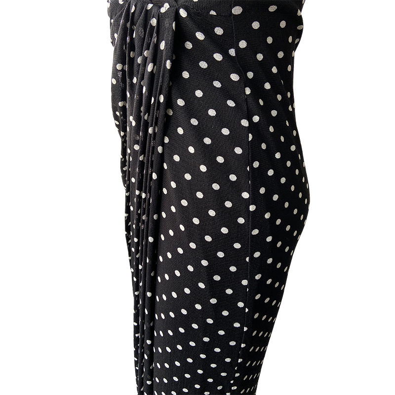 Polka dots mesh waisted dress