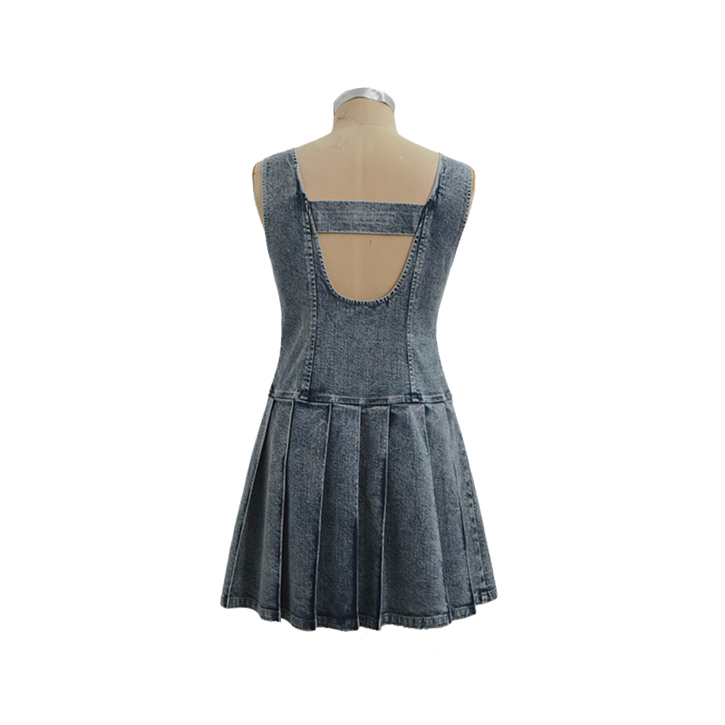 98%Cotton/2%Spandex Denim Dress With Zipper Placket