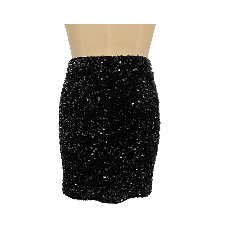 100%polyester  Knit Sequins Skirt