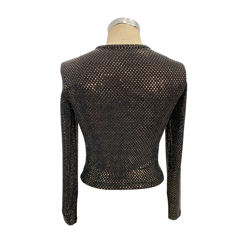 95%nylon 5%spandex  Golden Sequins Knit Top