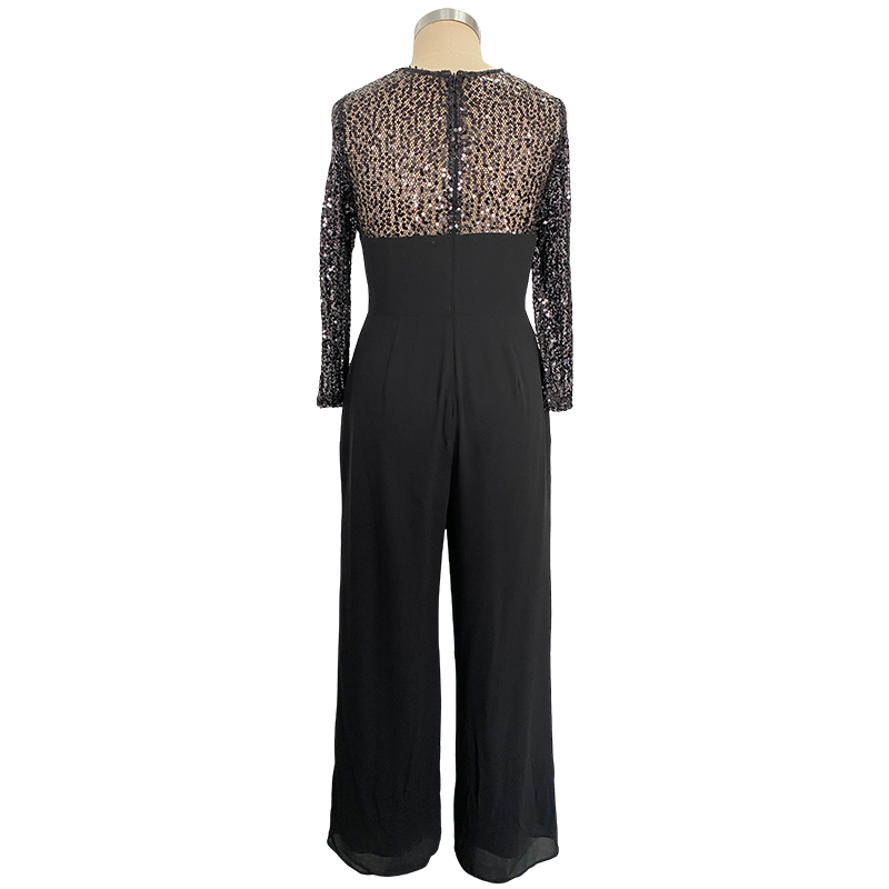 100%polyester Mesh With Sequins JUMPSUIT